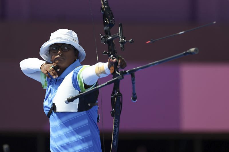 Archery - Olympics: Day 1 Deepika Kumari of India in action at Olympics 2021 Day 1 in mixed doubles event