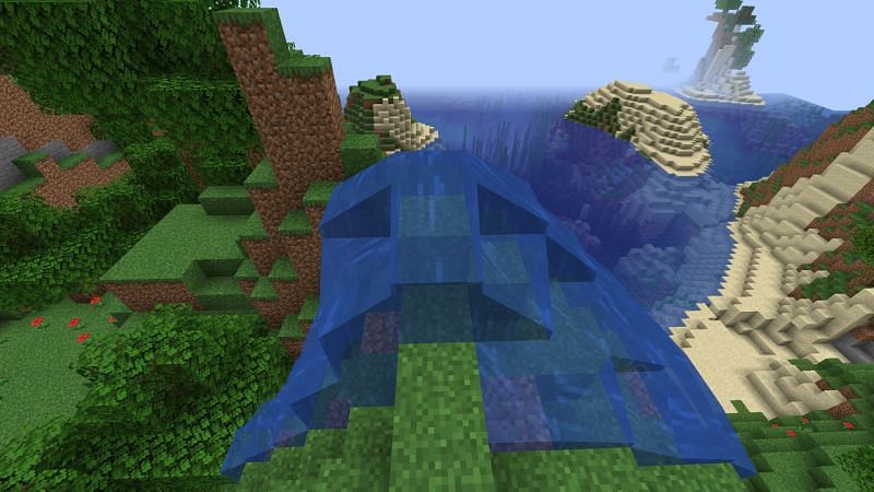 Water flowing from a single source block (Image via Minecraft)