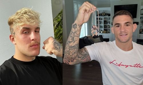 Jake Paul (left); Dustin Poirier (right).