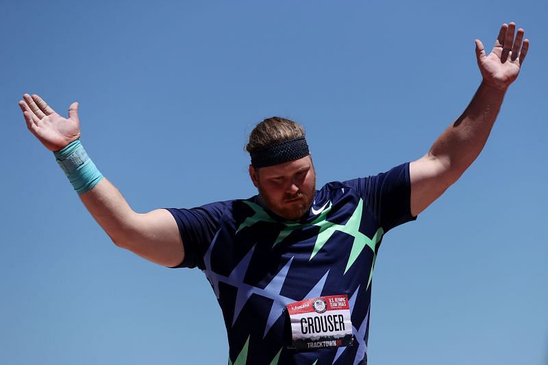 Ryan Crouser competes in Men&#039;s Shot Put Qualifying during day one of the US Olympic Track and Field Team Trials 2021 at Hayward Field