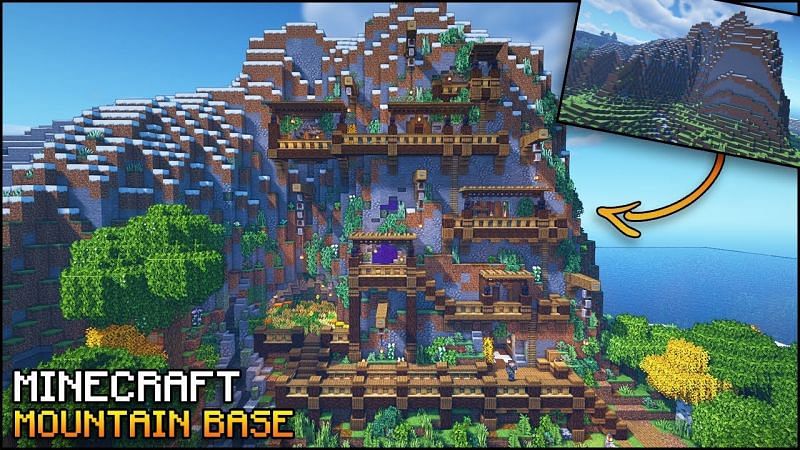 One of TheMythicalSausage&#039;s beautiful mountain bases (Image via TheMythicalSausage on YouTube)