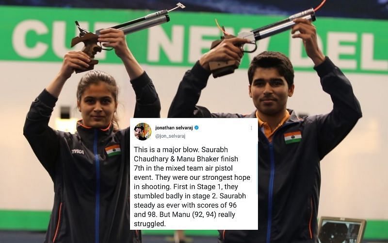 Indian shooters Manu Bhaker and Saurabh Chaudhary [Image Credits: NRAI/Twitter]