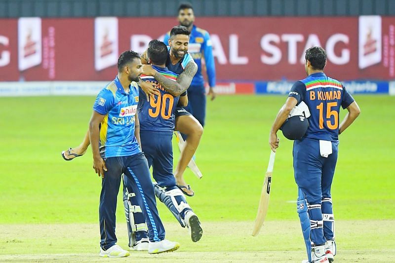 Suryakumar Yadav with his teammates after the victory