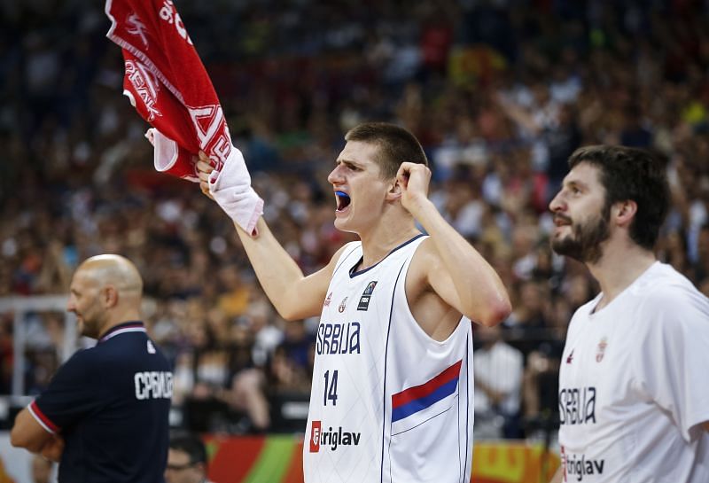 Nikola Jokic representing Serbia at the 2016 FIBA Olympic Basketball Qualifying Tournament