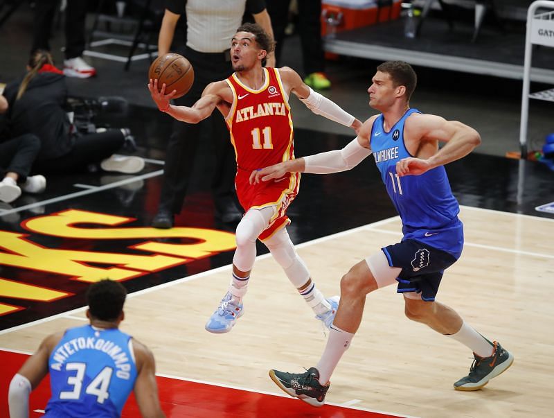 Trae Young #11 of the Atlanta Hawks goes up for a shot