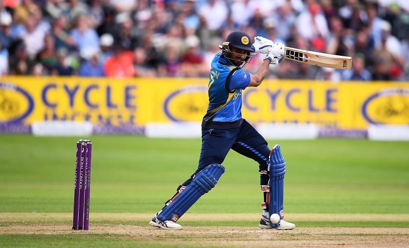 Dasun Shanaka in action during the ICC Cricket World Cup Super League series between Sri Lanka and England