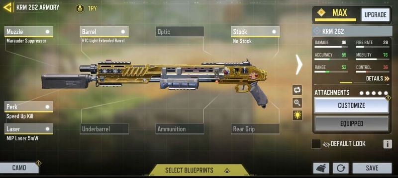Gunsmith build for the KRM in COD Mobile (Image via Call of Duty Mobile)