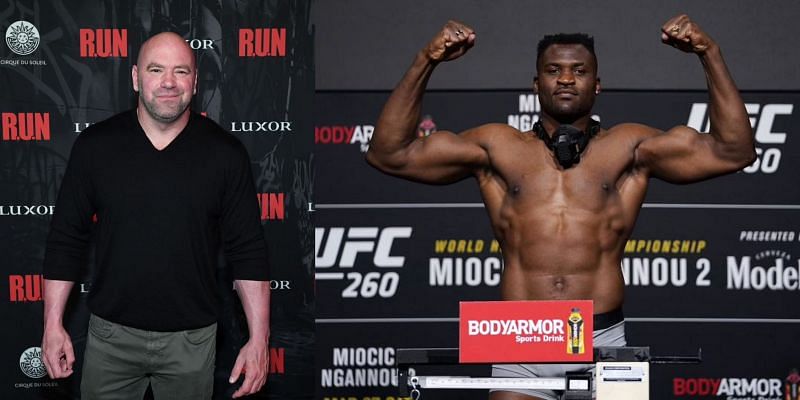 Dana White (left) and Francis Ngannou (right) via Getty Images