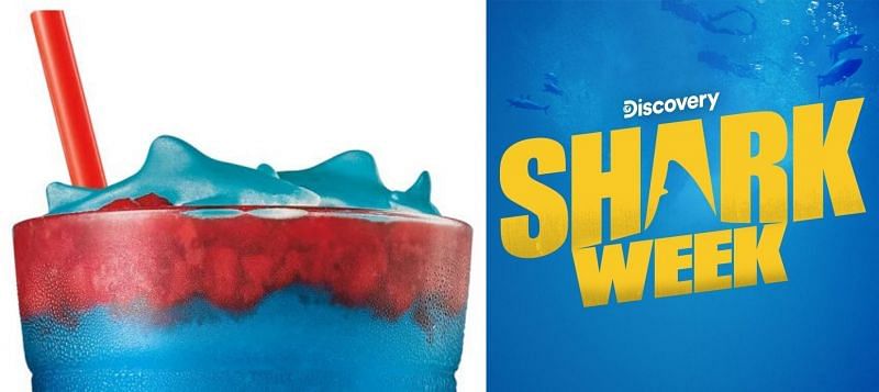 SONIC Shark Week Slush and Shark Week Poster. (Image via SONIC Drive-in and Discovery)