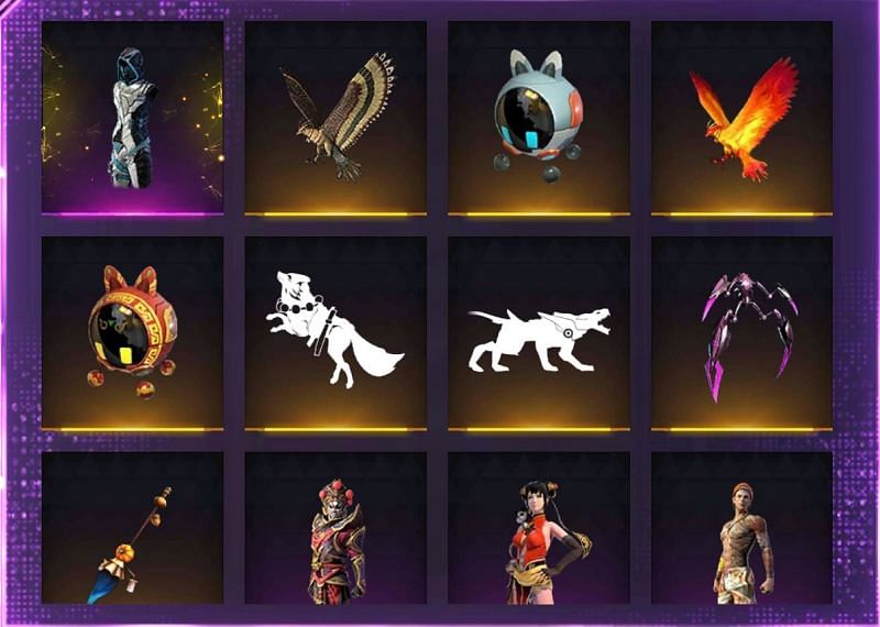 Few of the items from the prize pool (Image via Free Fire)