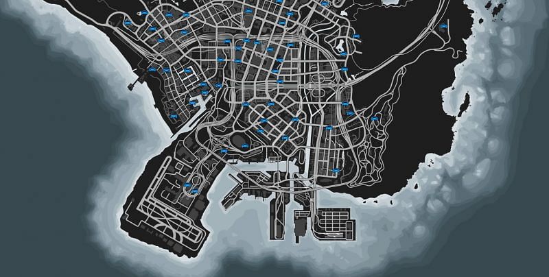 A closer view on the bottom end of the map (Image via GTAWeb.eu)