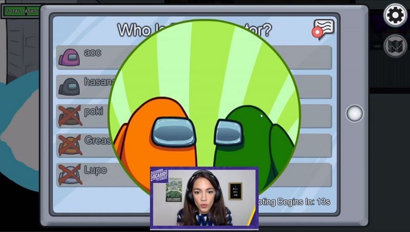 Alexandria Ocasio-Cortez during her famous Among Us stream (Image via WIRED)