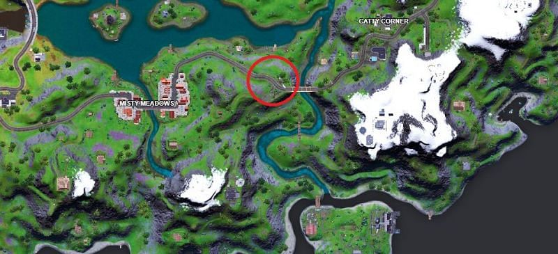 Yellow Steel Bridge location (Image via Fortnite.GG)