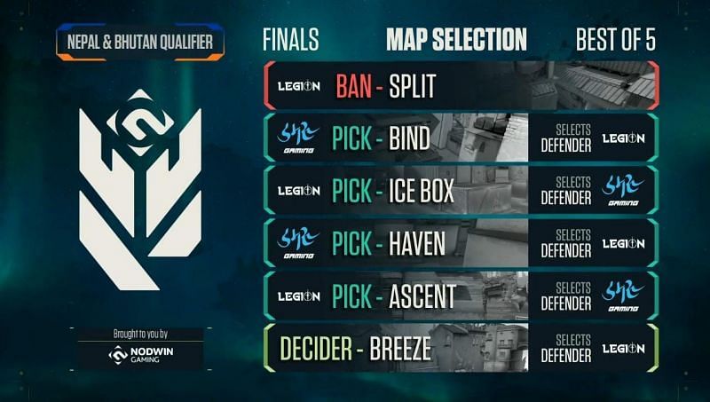 Team Legion vs Damaru Gaming selected maps (Image via YouTube/NODWIN Gaming)