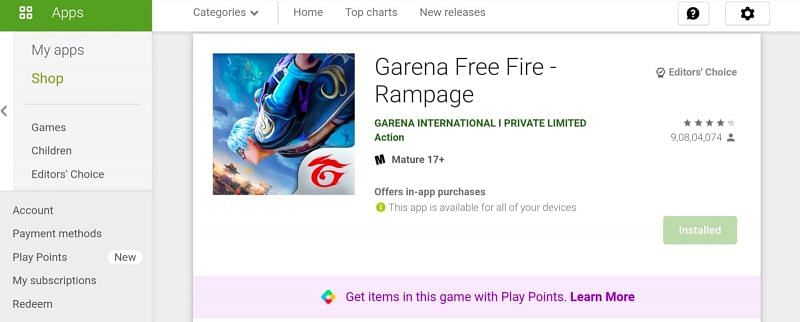 Free Fire in Play Store