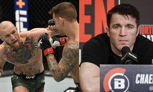 Conor McGregor (left); Dustin Poirier (center); Chael Sonnen (right)