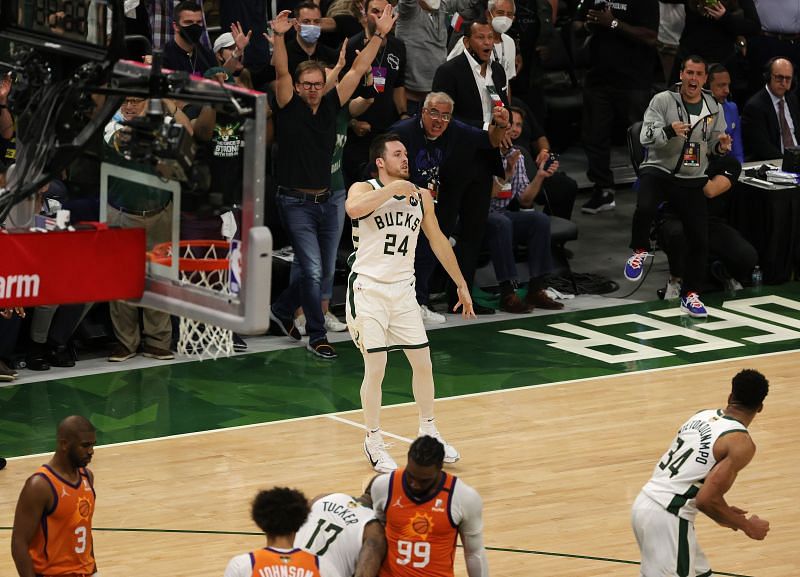 Pat Connaughton #24 of the Milwaukee Bucks