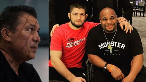 Javier Mendez (left); Khabib Nurmagomedov and Daniel Cormier (right) [Photos via @akajav and @khabib_nurmagomedov]