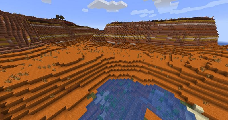 Badlands/mesa biomes are rare, but they feature massive amounts of terracotta. (Image via Mojang)