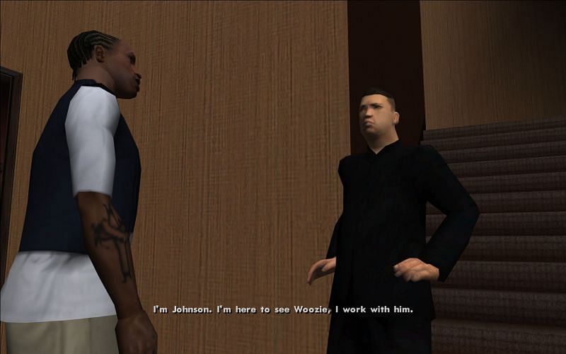 CJ&#039;s friendship with Woozie is quite useful (Image via Rockstar Games)