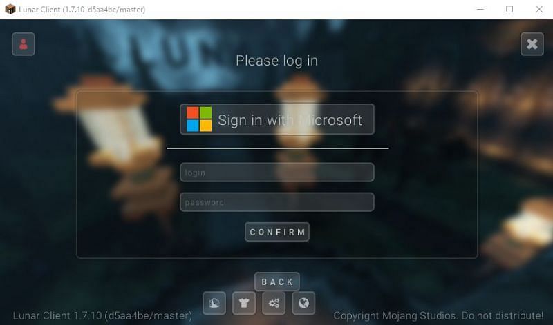 Players need to enter their Minecraft login details on this screen