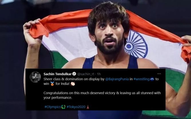 "Jai Bajrang Bali" - Cricket fraternity hails Bajrang Punia's bronze medal-winning effort at the Olympics