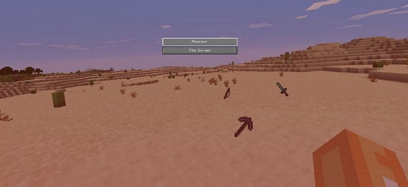 Player dies with the curse of vanishing enchantment applied (Image via Minecraft)