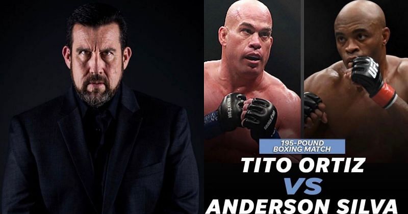 John McCarthy (L) and Tito Ortiz vs Anderson Silva (R) via Instagram @johnmccarthymma and @titoortiz1999