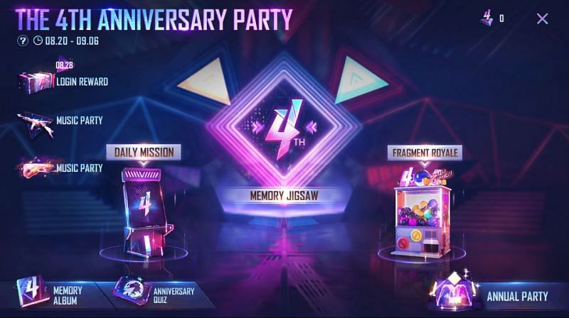 Next, users should tap on the &ldquo;Anniversary Quiz&rdquo; tab located on the bottom (Image via Free Fire)