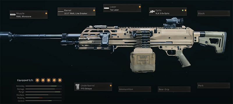 These are the best attachments for a long-range RAAL MG class in Warzone (Image via Activision)