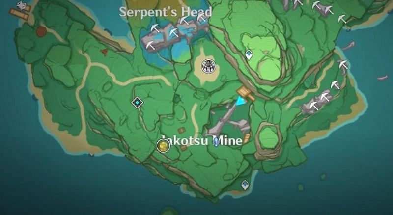 Chouji&#039;s location near Jakotsu Mine (Image via HoYoverse)