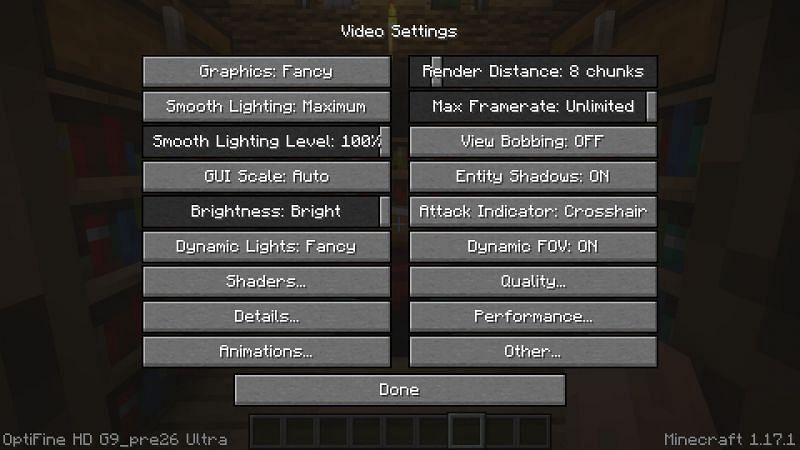 General Minecraft settings (Image via Minecraft)