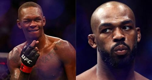 Israel Adesanya (left); Jon Jones (right).