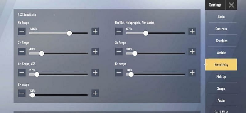 ADS sensitivity in BGMI for low-end Android devices