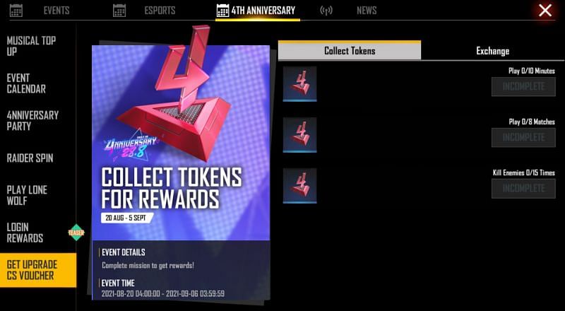 The collected tokens can be exchanged by the players (Image via Free Fire)