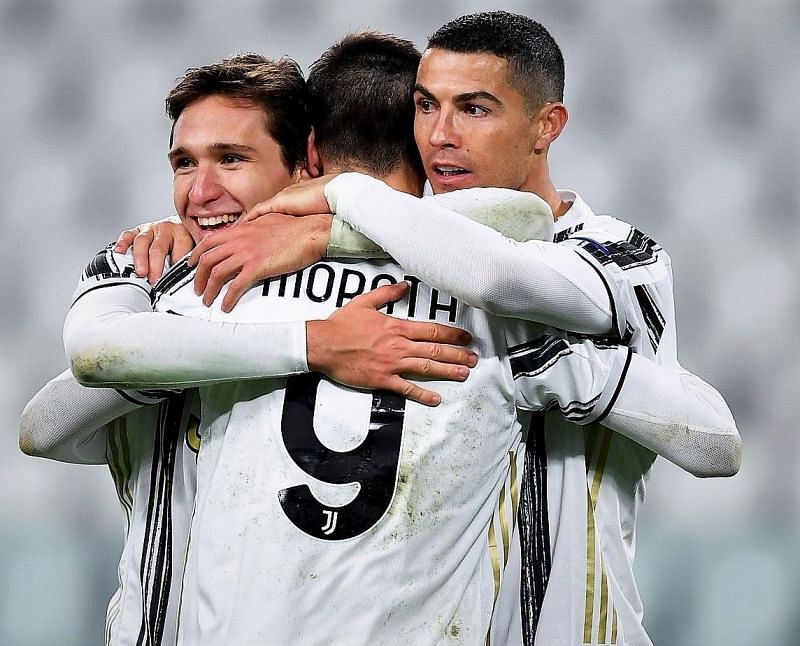 Cristiano Ronaldo, Alvaro Morata and Federico Chiesa (from right to left)