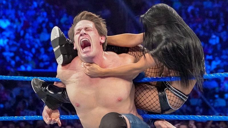 John Cena teamed up with Becky Lynch to face Andrade and Zelina Vega in 2019