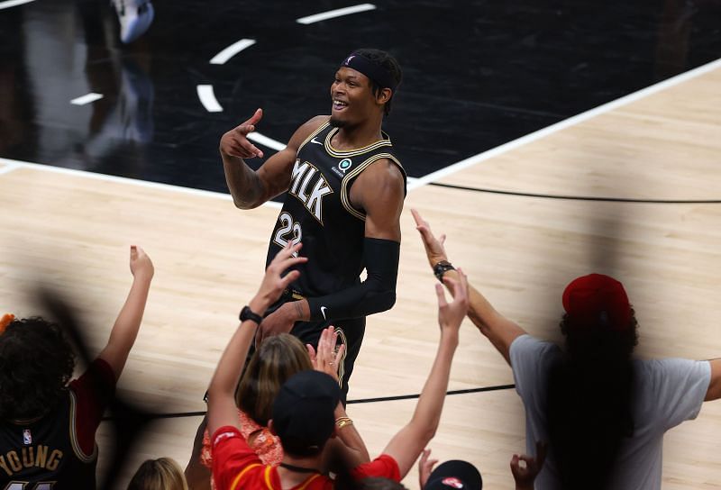 Cam Reddish #22 celebrates a 3-point basket