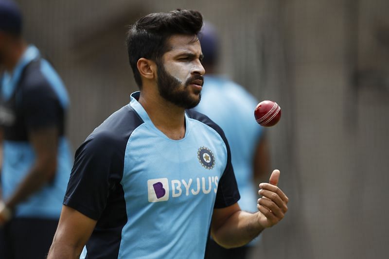Shardul Thakur during an India nets session