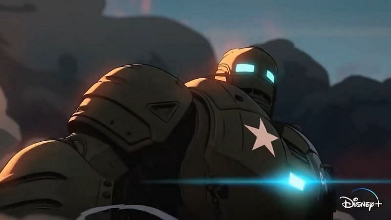 Steve Rogers as Iron Man (&ldquo;Hydra Stomper&rdquo;) in Episode 1. (Image via Disney+/Marvel Studios)