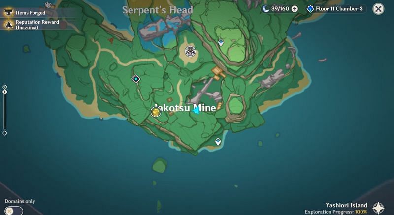 Location of the quest &#039;Gazing Three Thousand Miles Away&#039; on the map (Image via Genshin Impact)