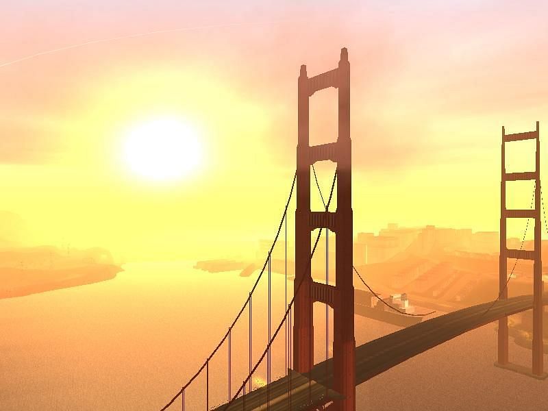 Gant Bridge resembles the Golden Gate Bridge (Image via Rockstar Games)