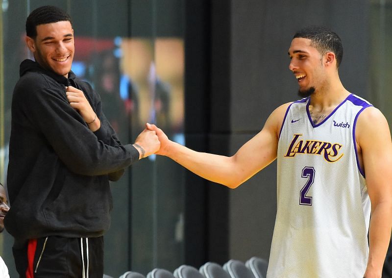 LiAngelo Ball and Lonzo Ball sharing a happy moment together