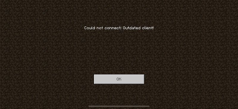 The &quot;outdated client&quot; error message is very commonly seen and is easily fixable (Image via Mojang)