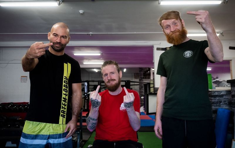 Artem Lobov (left) with Paddy Holohan and Stevo Timothy | Image via Twitter @SirStevoTimothy