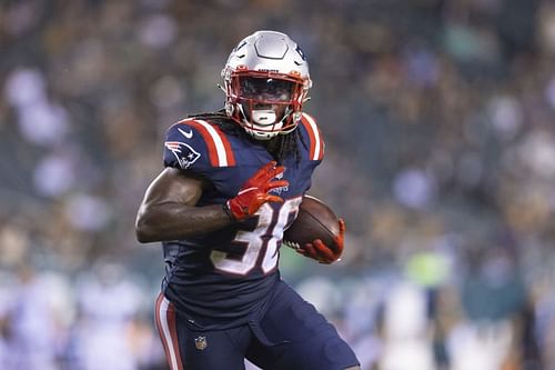 Rhamondre Stevenson of the New England Patriots v Philadelphia Eagles