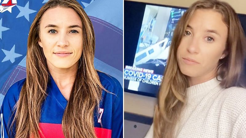 Team USA paintball player Jessica Maiolo fat-shamed a teen COVID patient (Images via Twitter)
