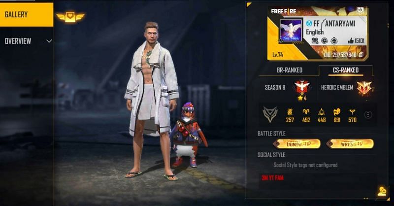 FF Antaryami&#039;s Free Fire details (Image via Free Fire)