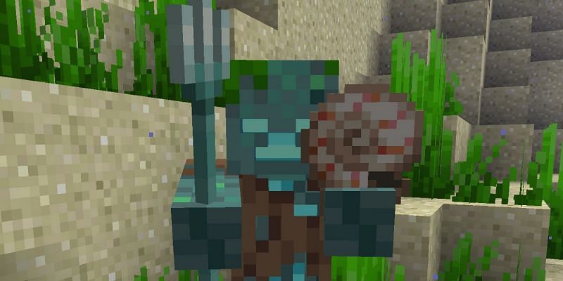 In Minecraft: Bedrock Edition, Drowned have a small percentage to drop Nautilus shells upon death (Image via Mojang)