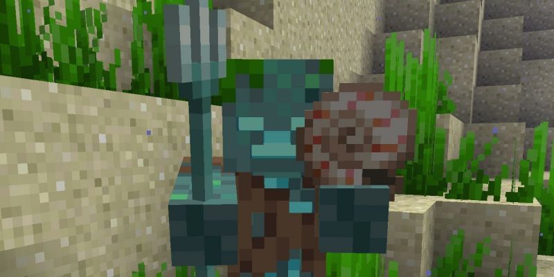 In Minecraft: Bedrock Edition, Drowned have a small percentage to drop Nautilus shells upon death (Image via Mojang)